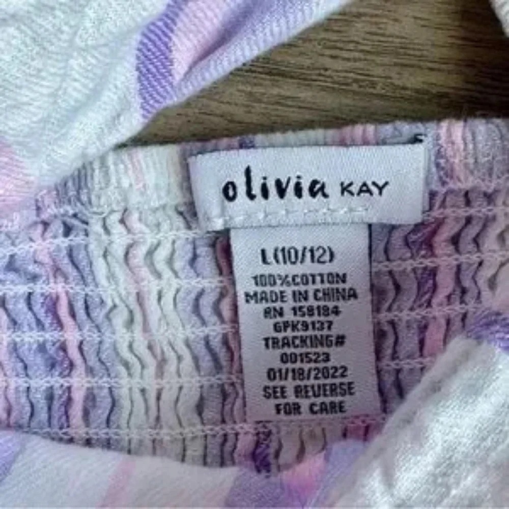 Olivia Kay Girls Set Ruffle Crop Top and Wide Leg Pants Pastel Stripes Size L/XL